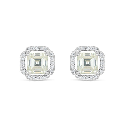 Sterling Silver 925 Earring Rhodium Plated Embedded With Diamond Zircon And White Zircon
