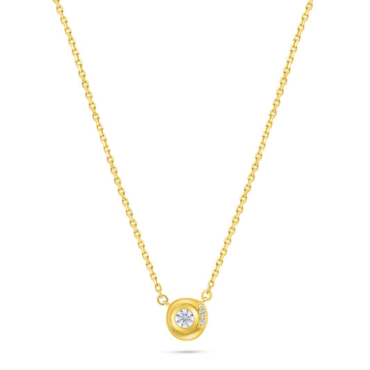 Sterling Silver 925 Necklace Golden Plated Embedded With White Zircon