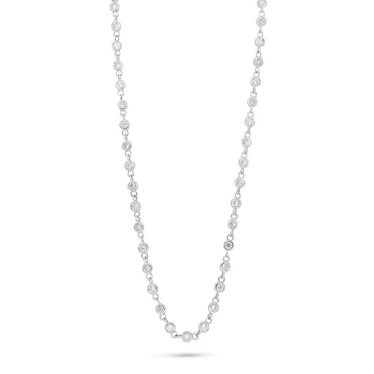 عقد من الفضة الخالصة عيار 925 مطلي روديوم مرصع فص ابيض