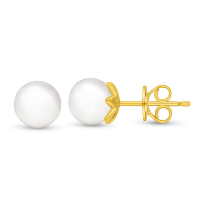 Sterling Silver 925 Earring Golden Plated Embedded With Natural White Pearl