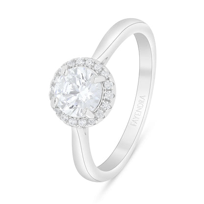 Sterling Silver 925 Ring Rhodium Plated Embedded With White Zircon