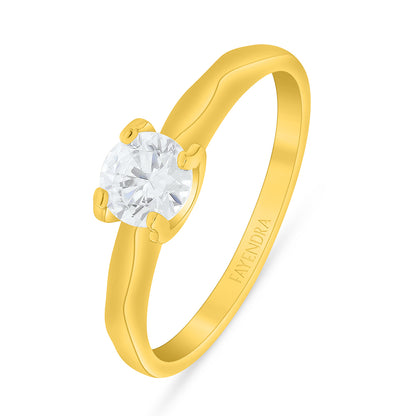Sterling Silver 925 Ring Golden Plated Embedded With White Zircon