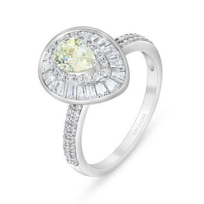 Sterling Silver 925 Ring Rhodium Plated Embedded With Diamond Zircon And White Zircon