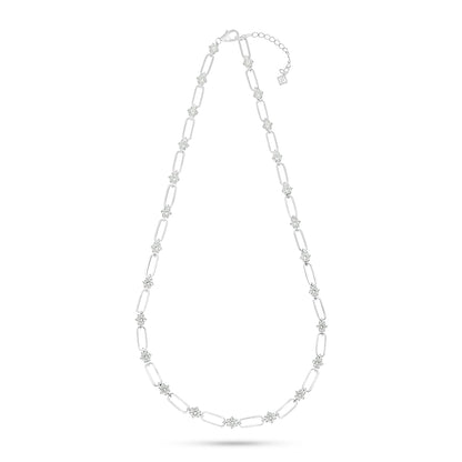 Sterling Silver 925 Necklace Rhodium Plated Embedded With Diamond Zircon