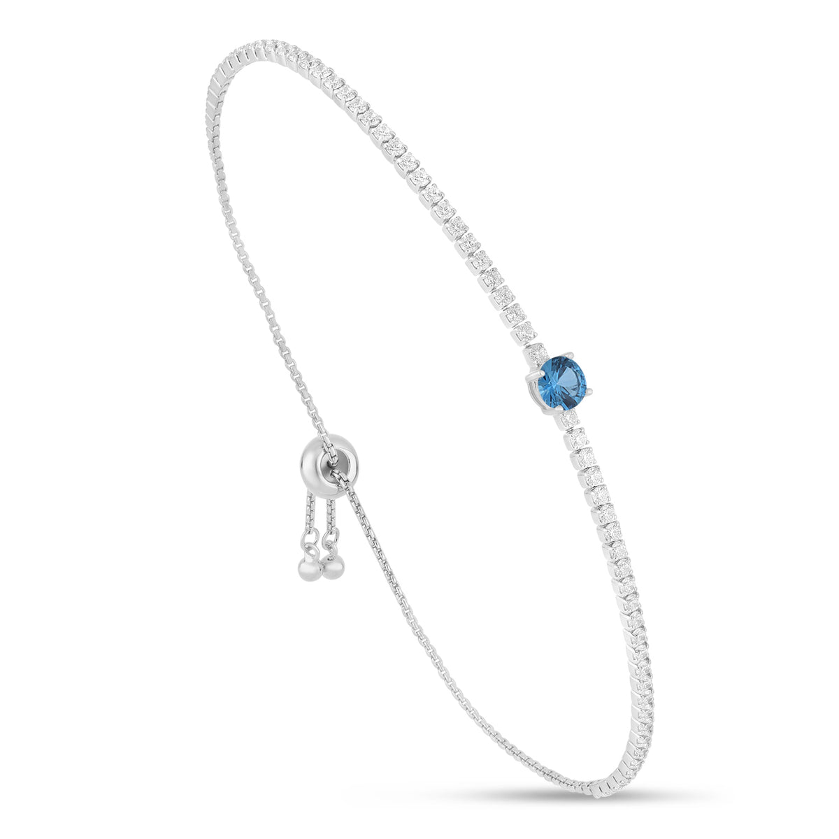 Sterling Silver 925 Bracelet Rhodium Plated Embedded With Blue Spinel