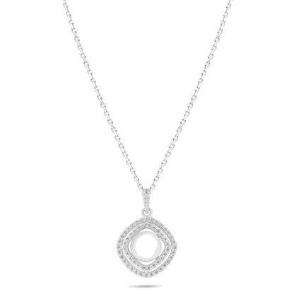 Sterling Silver 925 Necklace Rhodium Plated Embedded With Natural White Pearl And White Zircon
