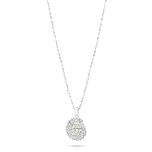 Sterling Silver 925 Necklace Rhodium Plated Embedded With Diamond Zircon And White Zircon