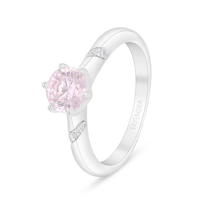 خاتم من الفضة الخالصة عيار 925 مطلي روديوم مرصع زركون بنك و فص ابيض