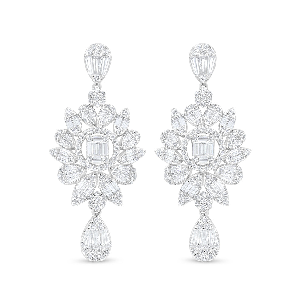 Sterling Silver 925 SET Rhodium Plated Embedded With White Zircon