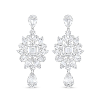 Sterling Silver 925 SET Rhodium Plated Embedded With White Zircon