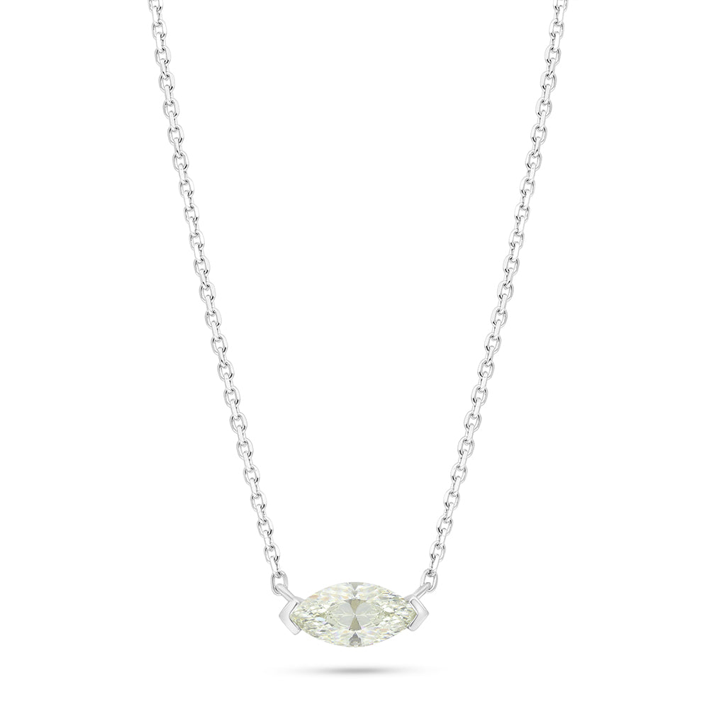 Sterling Silver 925 Necklace Rhodium Plated Embedded With Diamond Zircon