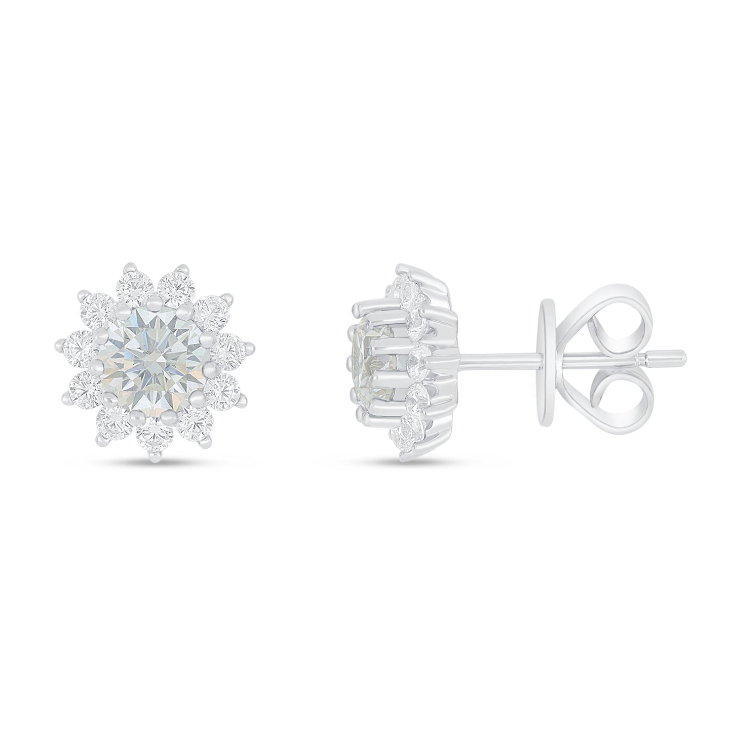 Sterling Silver 925 Earring Rhodium Plated Embedded With Diamond Zircon And White Zircon