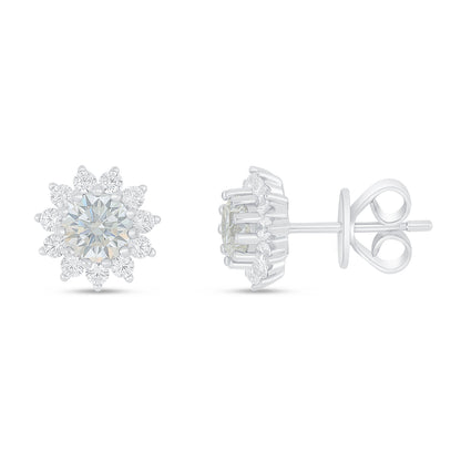 Sterling Silver 925 Earring Rhodium Plated Embedded With Diamond Zircon And White Zircon