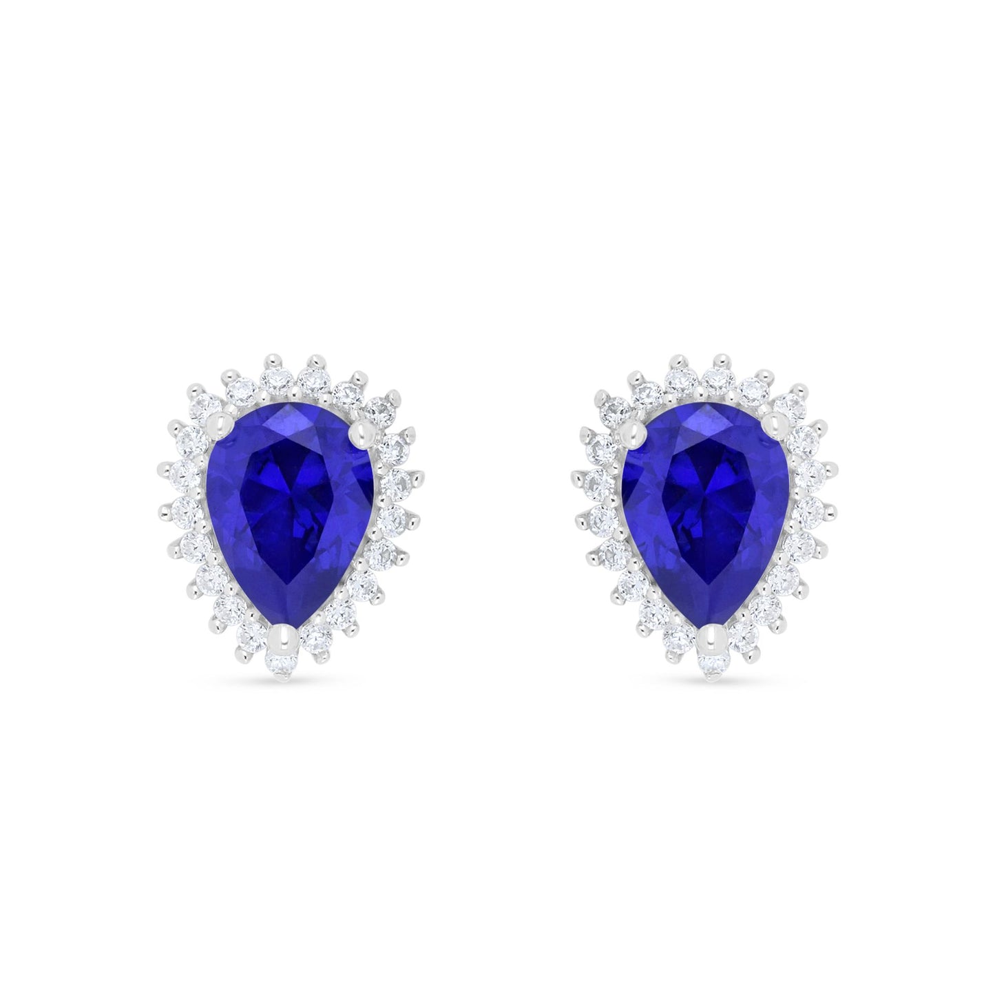 اقراط من الفضة الخالصة عيار 925 مطلية روديوم مرصعة زفير كروندوم و فص ابيض