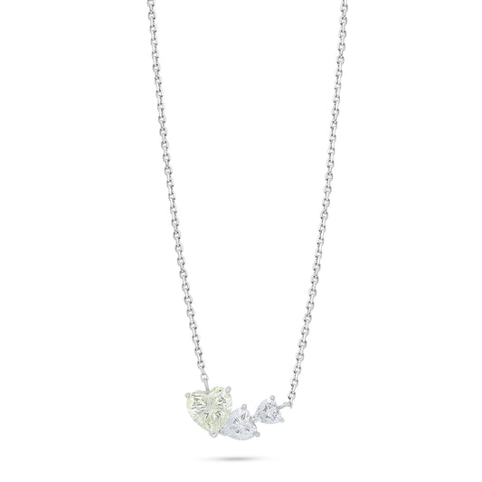 Sterling Silver 925 Necklace Rhodium Plated Embedded With Diamond Zircon And White Zircon