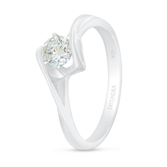 Sterling Silver 925 Ring Rhodium Plated Embedded With Diamond Zircon And White Zircon