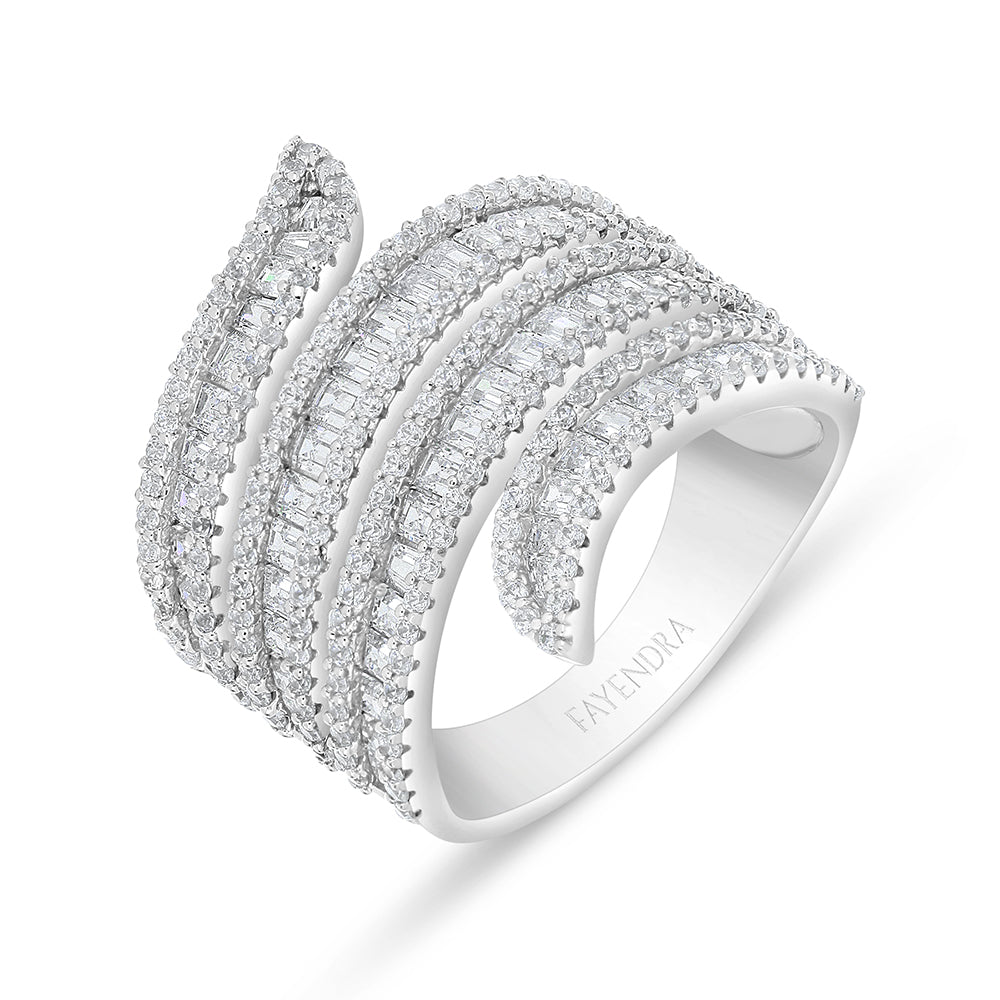 Sterling Silver 925 Ring Rhodium Plated Embedded With White Zircon