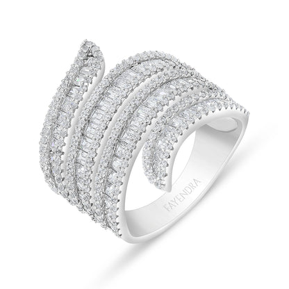 Sterling Silver 925 Ring Rhodium Plated Embedded With White Zircon