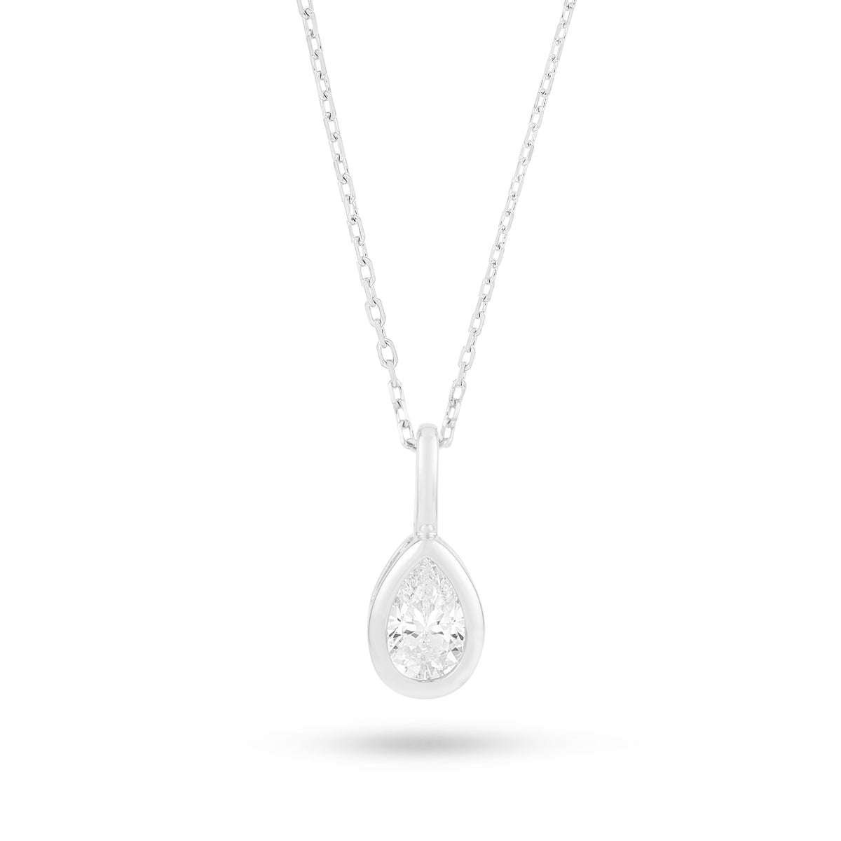 Sterling Silver 925 Necklace Rhodium Plated Embedded With White Zircon