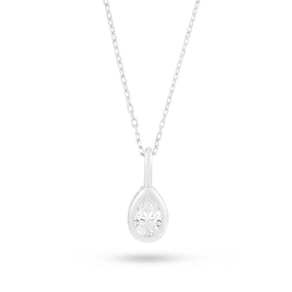 Sterling Silver 925 Necklace Rhodium Plated Embedded With White Zircon