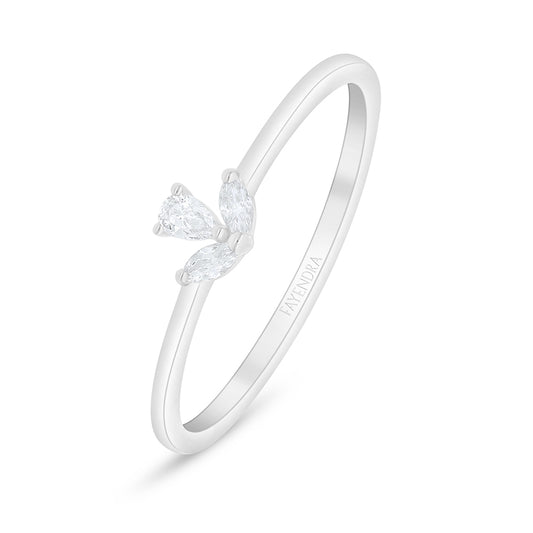 Sterling Silver 925 Ring Rhodium Plated Embedded With White Zircon