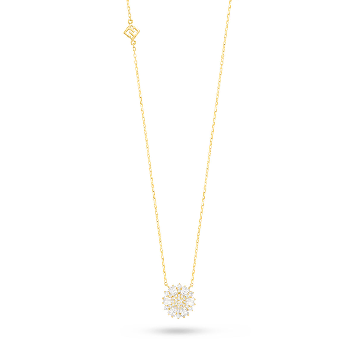 Sterling Silver 925 Necklace Golden Plated Embedded With White Zircon