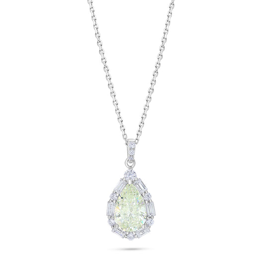 Sterling Silver 925 Necklace Rhodium Plated Embedded With Diamond Zircon And White Zircon