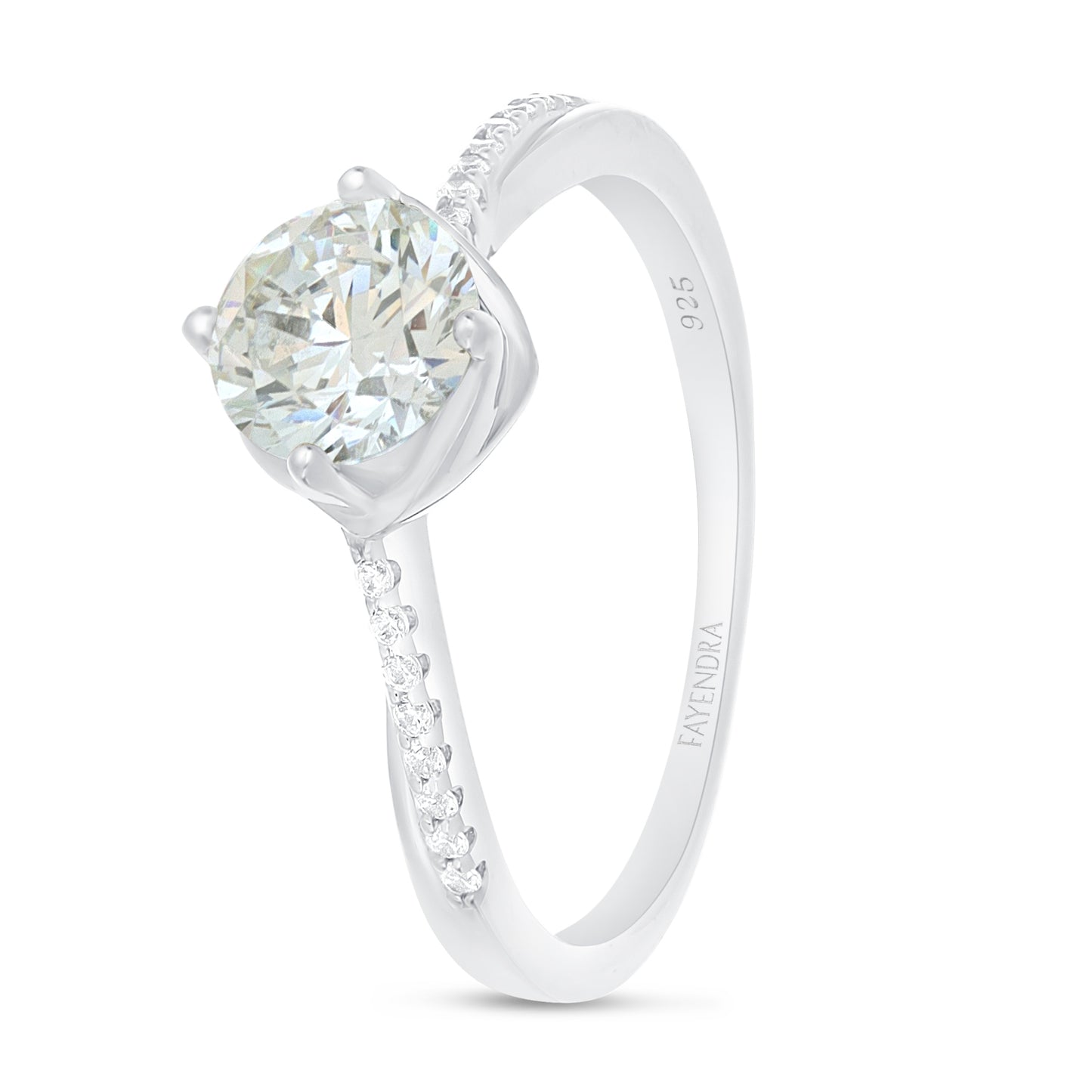 Sterling Silver 925 Ring Rhodium Plated Embedded With Diamond Zircon And White Zircon