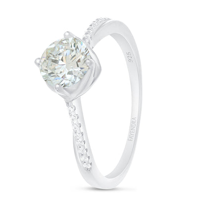 Sterling Silver 925 Ring Rhodium Plated Embedded With Diamond Zircon And White Zircon