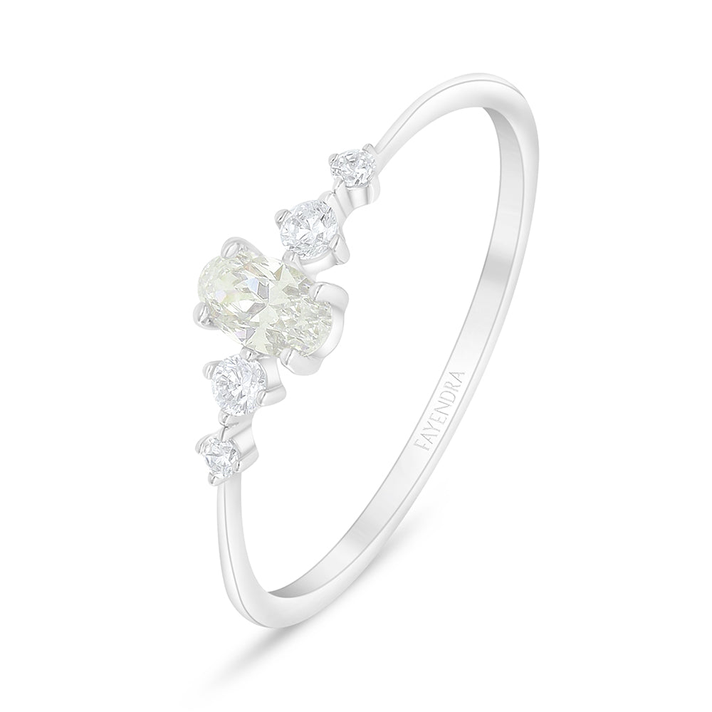 Sterling Silver 925 Ring Rhodium Plated Embedded With White Zircon