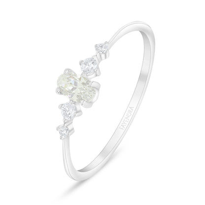 Sterling Silver 925 Ring Rhodium Plated Embedded With White Zircon