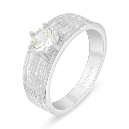 Sterling Silver 925 Ring Rhodium Plated Embedded With Diamond Zircon