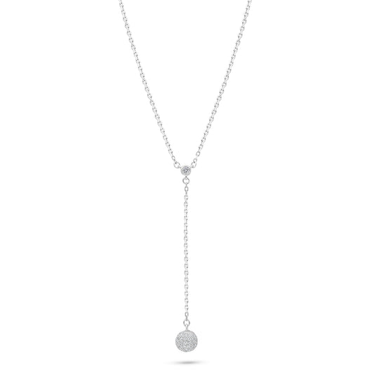 Sterling Silver 925 Necklace Rhodium Plated Embedded With White Zircon