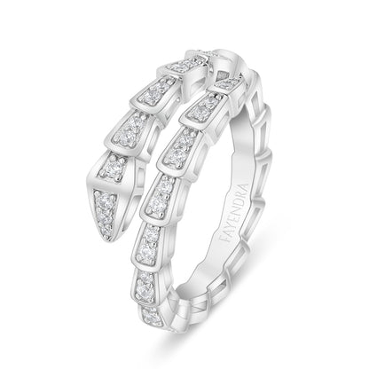 Sterling Silver 925 Ring Rhodium Plated Embedded With White Zircon