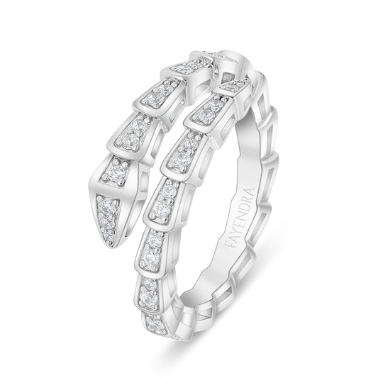 Sterling Silver 925 Ring Rhodium Plated Embedded With White Zircon