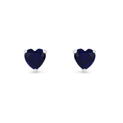 Sterling Silver 925 Earring Rhodium Plated Embedded With Sapphire Corundum