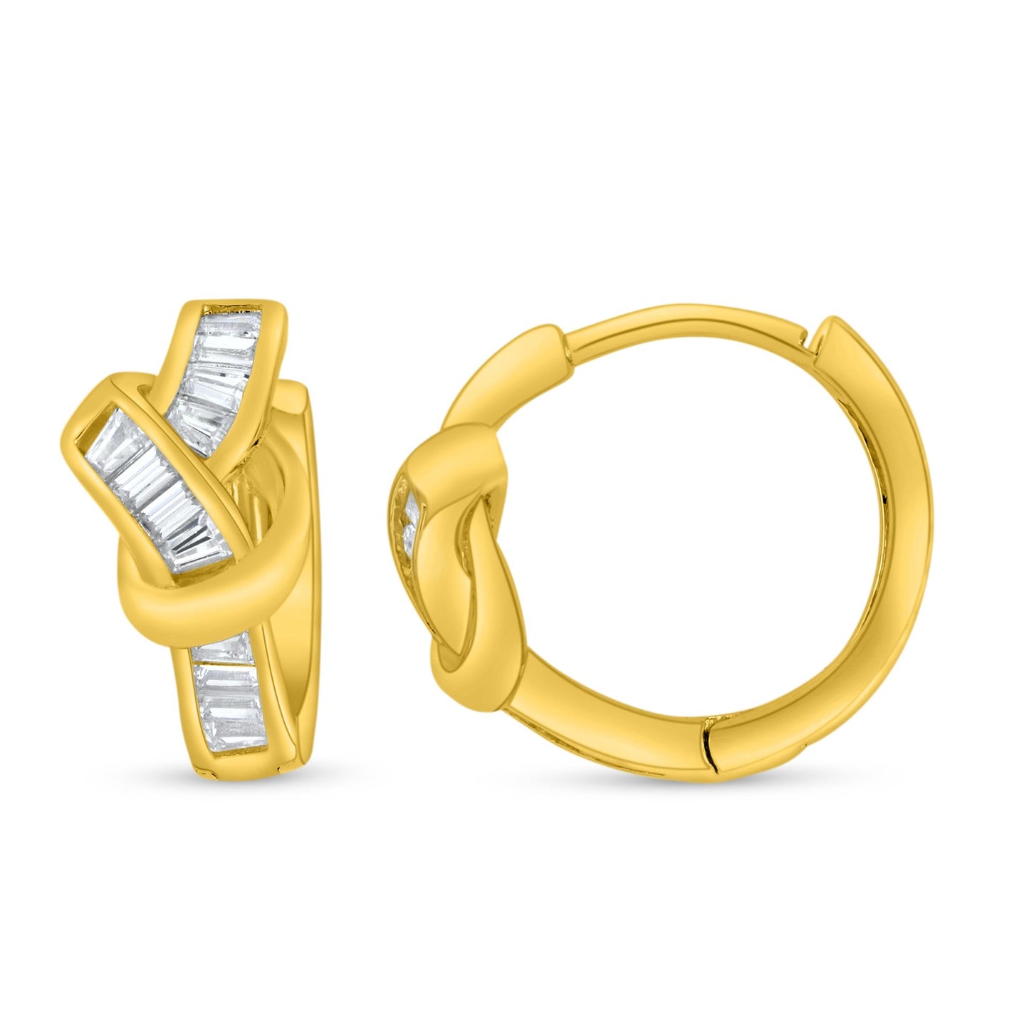 Sterling Silver 925 Earring Golden Plated Embedded With White Zircon