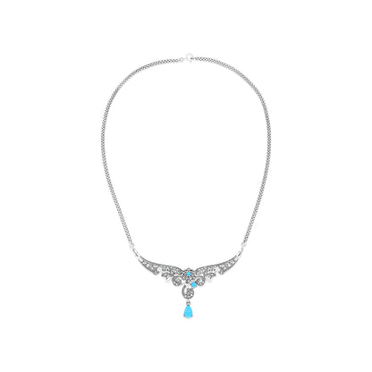 Sterling Silver 925 Set Embedded With Natural Processed Turquoise And Marcasite Stones