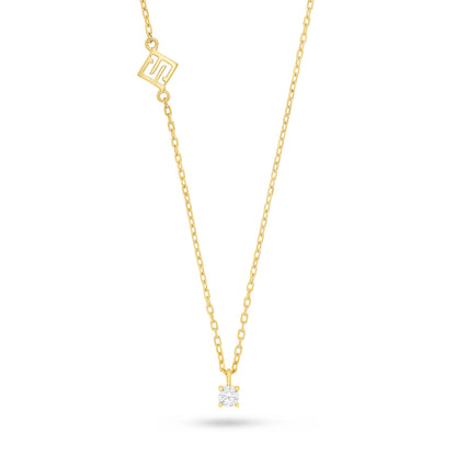 Sterling Silver 925 Necklace Golden Plated Embedded With White Zircon