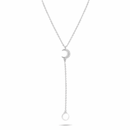Sterling Silver 925 Necklace Rhodium Plated Embedded With Natural White Pearl And White Zircon