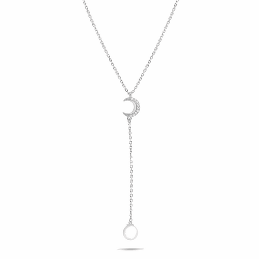 Sterling Silver 925 Necklace Rhodium Plated Embedded With Natural White Pearl And White Zircon