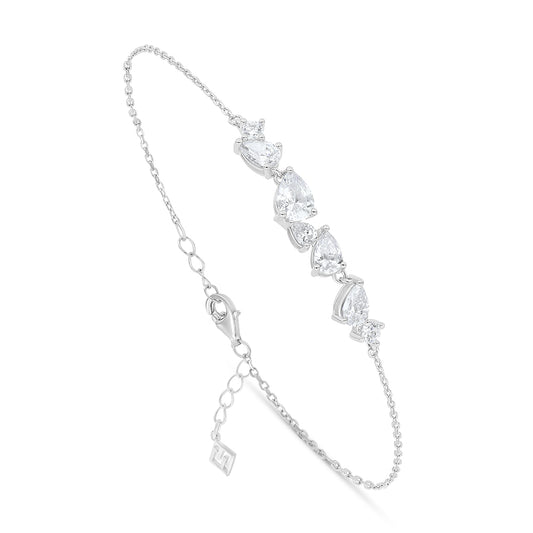 Sterling Silver 925 Bracelet Rhodium Plated Embedded With White Zircon