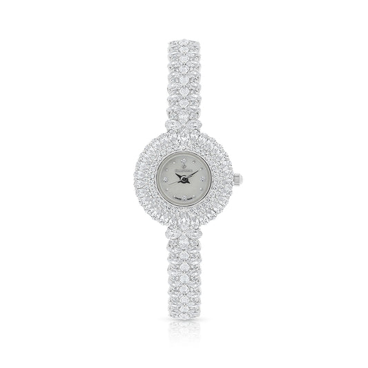 Stainless Steel 316 Watch Silver Plated Embedded With White Zircon - MOP DIAL