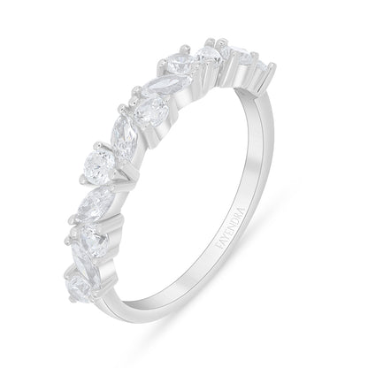 خاتم من الفضة الخالصة عيار 925 مطلي روديوم مرصع فص ابيض