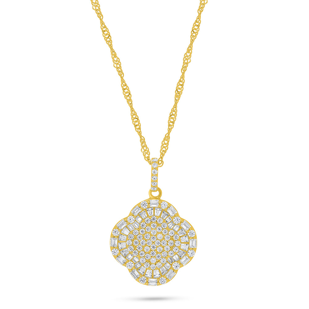 Sterling Silver 925 Necklace Golden Plated Embedded With White Zircon