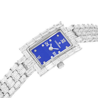 Stainless Steel 316L Watch Silver Color Embedded With White Zircon - BLUE MOP DIAL