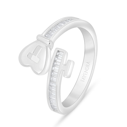 Sterling Silver 925 Ring Rhodium Plated Embedded With White Zircon