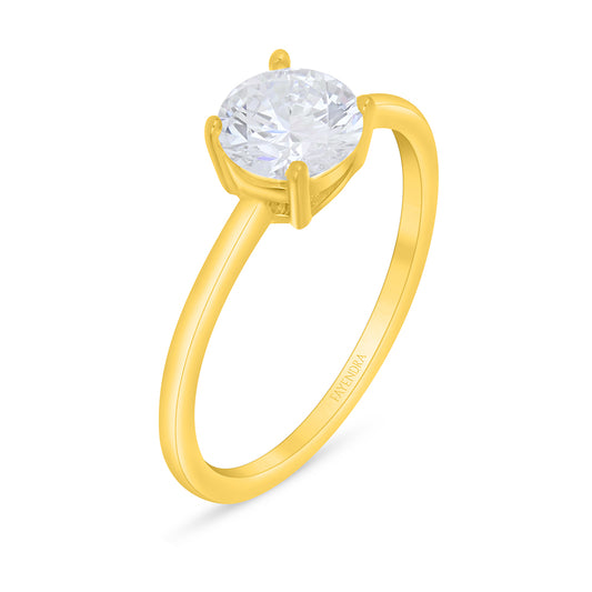 خاتم من الفضة الخالصة عيار 925 مطلي ذهبي مرصع فص ابيض