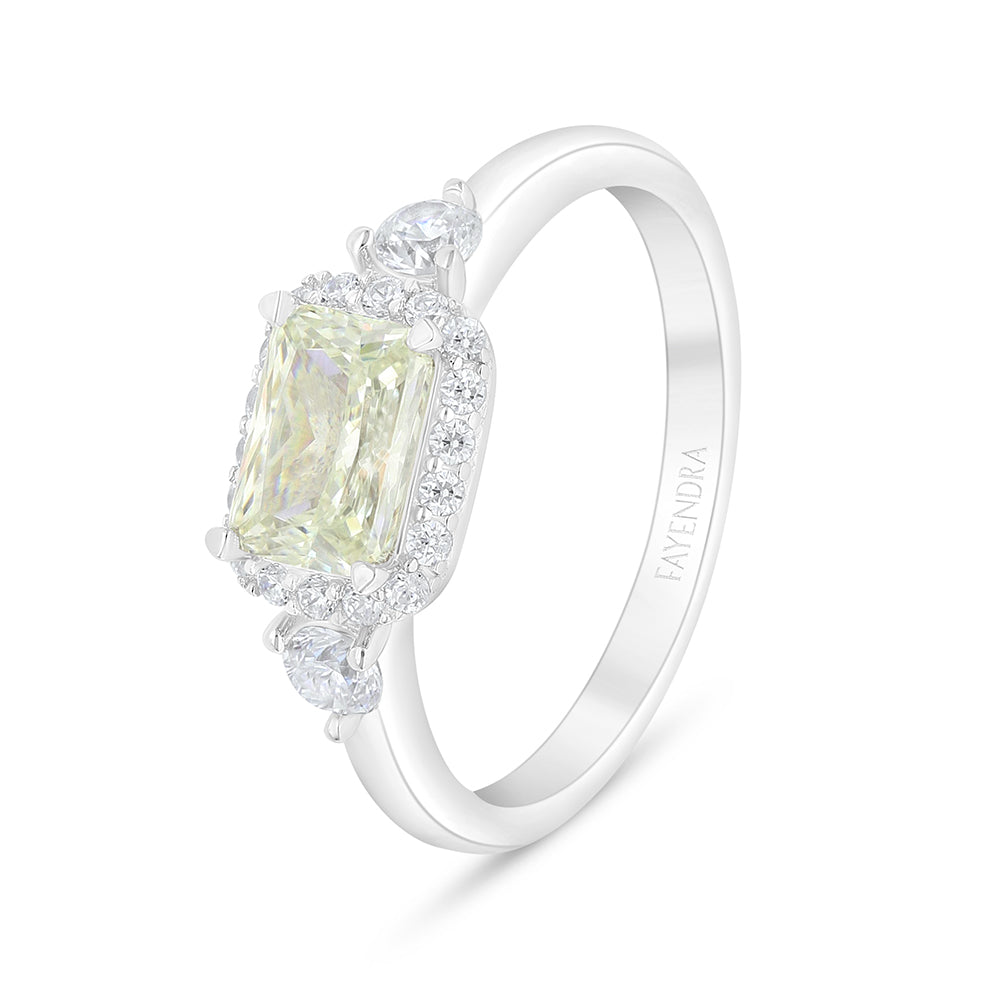 Sterling Silver 925 Ring Rhodium Plated Embedded With Diamond Zircon And White Zircon