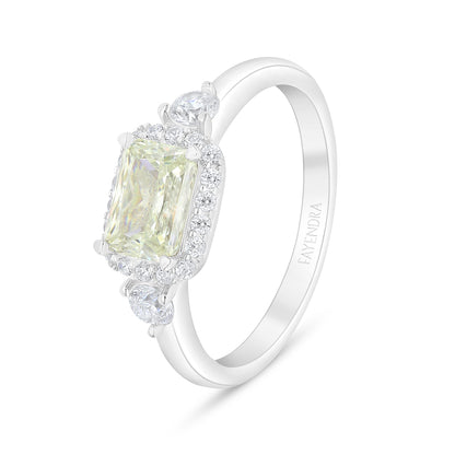 Sterling Silver 925 Ring Rhodium Plated Embedded With Diamond Zircon And White Zircon